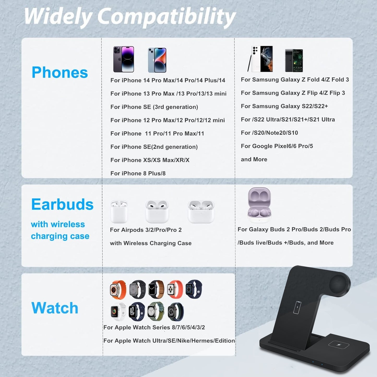 Fast charging station for iPhone, Apple Watch, Airpods