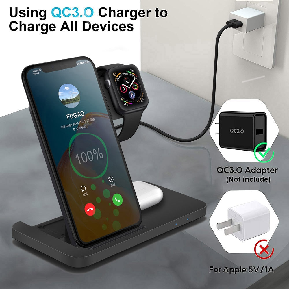 Fast charging station for iPhone, Apple Watch, Airpods